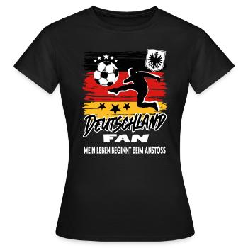 Fußball Deutschland Fussball Fan Anstoss - Frauen T-Shirt - Schwarz - Vorne - AI Model Female 172 dark (172cm)