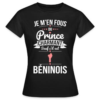 Fous du prince charmant sauf s'il est Béninois - T-shirt Femme - noir - Devant - AI Model Female 172 dark (172cm)