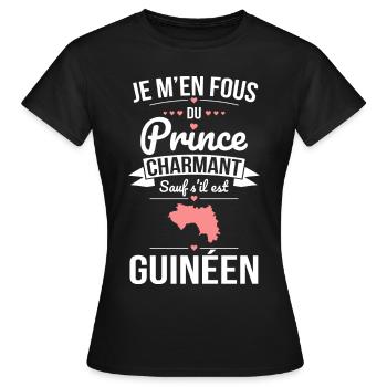 Fous du prince charmant sauf s'il est Guinéen - T-shirt Femme - noir - Devant - AI Model Female 172 dark (172cm)