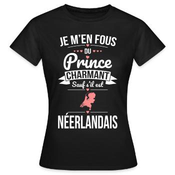 Fous du prince charmant sauf s'il est Néerlandais - T-shirt Femme - noir - Devant - AI Model Female 172 dark (172cm)