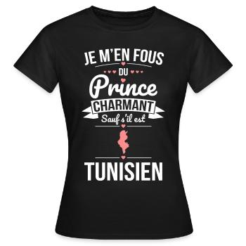 Fous du prince charmant sauf s'il est Tunisien - T-shirt Femme - noir - Devant - AI Model Female 172 dark (172cm)