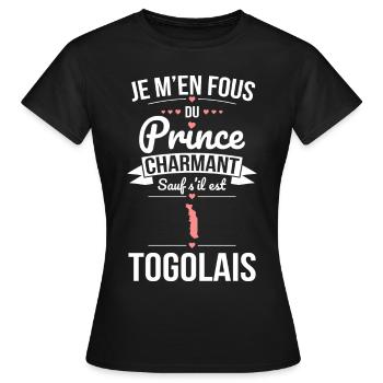 Fous du prince charmant sauf s'il est Togolais - T-shirt Femme - noir - Devant - AI Model Female 172 dark (172cm)