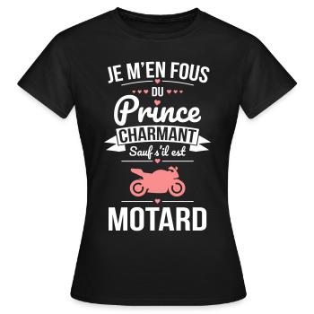 Fous du prince charmant sauf s'il est motard - T-shirt Femme - noir - Devant - AI Model Female 172 dark (172cm)