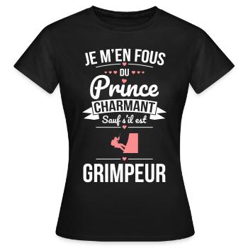 Fous du prince charmant sauf s'il est grimpeur - T-shirt Femme - noir - Devant - AI Model Female 172 dark (172cm)