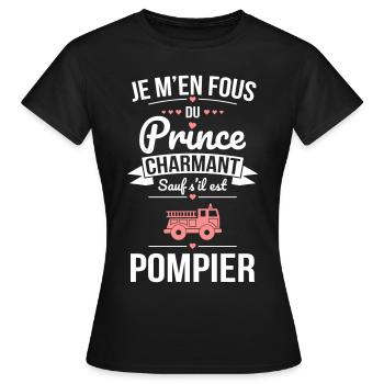 Fous du prince charmant sauf s'il est pompier - T-shirt Femme - noir - Devant - AI Model Female 172 dark (172cm)