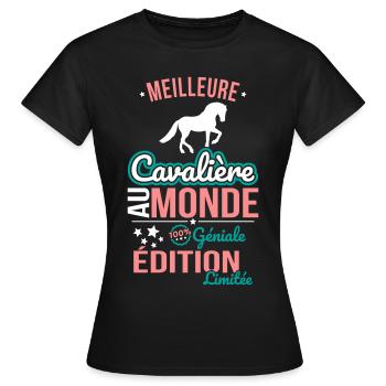 Meilleure Cavalière au monde - 100% géniale - T-shirt Femme - noir - Devant - AI Model Female 172 dark (172cm)