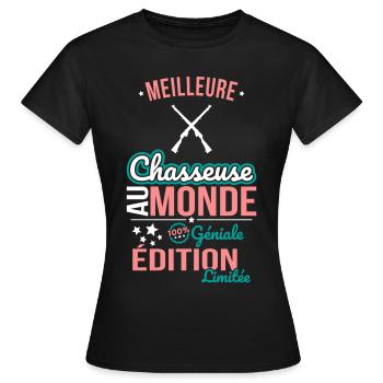 Meilleure Chasseuse au monde - 100% géniale - T-shirt Femme - noir - Devant - AI Model Female 172 dark (172cm)
