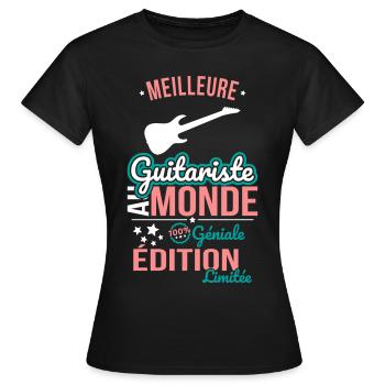 Bester Gitarrist der Welt - 100% genial - Frauen T-Shirt - Schwarz - Vorne - AI Model Female 172 dark (172cm)