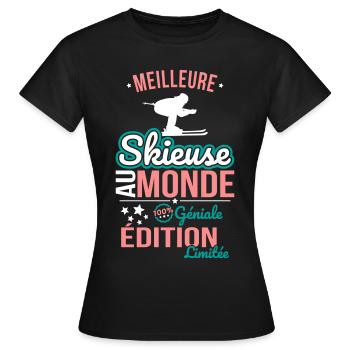 Beste Skifahrerin der Welt - 100% Awesome - Frauen T-Shirt - Schwarz - Vorne - AI Model Female 172 dark (172cm)