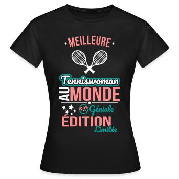 Beste Tennisfrau der Welt - 100% Awesome - Frauen T-Shirt - Schwarz - Vorne - AI Model Female 172 dark (172cm)