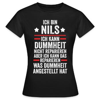 Nils - Frauen T-Shirt - Schwarz - Vorne - AI Model Female 172 dark (172cm)