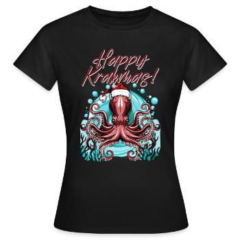 Frohe Krakmas! (Weihnachts-Oktopus) - Frauen T-Shirt - Schwarz - Vorne - AI Model Female 172 dark (172cm)