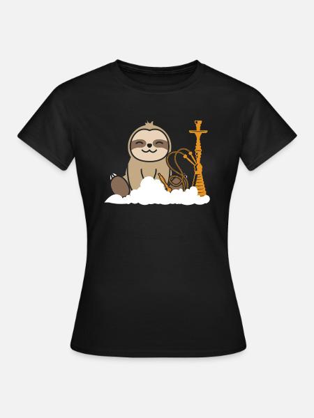 Shisha Chillen Faultier Geschenk - Frauen T-Shirt - Schwarz