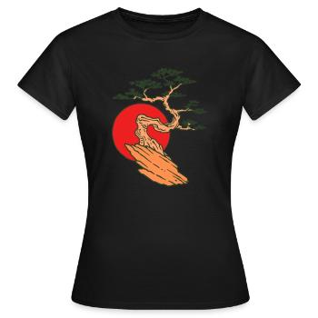 Art japonais de bonsaï - T-shirt Femme - noir - Devant - AI Model Female 172 dark (172cm)