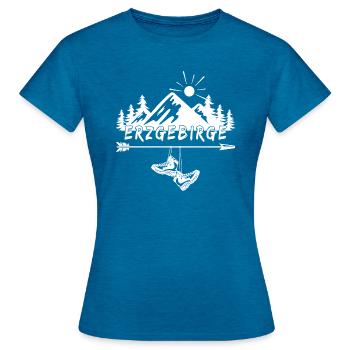 Erzgebirge - Frauen T-Shirt - Antikblaues Saphir meliert - Vorne - AI Model Female 172 dark (172cm)