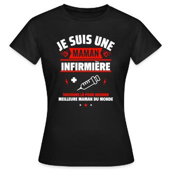 Maman infirmière, Cadeau fête des mères - T-shirt Femme - noir - Devant - AI Model Female 172 dark (172cm)