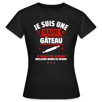 Mamie gâteau,Cadeau fête des grands-mères - T-shirt Femme - noir - Devant - AI Model Female 172 dark (172cm)