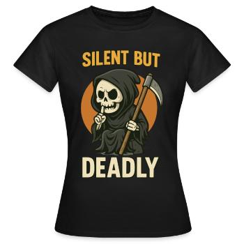 Grim Reaper Cartoon Silent but Deadly - Frauen T-Shirt - Schwarz - Vorne - AI Model Female 172 dark (172cm)