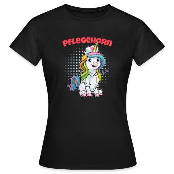 Pflegehorn Altenpflege Krankenpflege Einhorn - Frauen T-Shirt - Schwarz - Vorne - AI Model Female 172 dark (172cm)