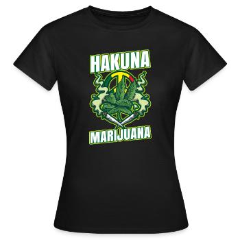 Hakuna Marijuana Drôle De Weed Fumer Pothead THC - T-shirt Femme - noir - Devant - AI Model Female 172 dark (172cm)