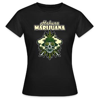 Hakuna Marijuana Drôle De Weed Fumer Pothead THC - T-shirt Femme - noir - Devant - AI Model Female 172 dark (172cm)