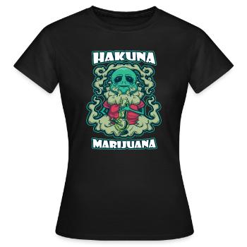 Hakuna Marijuana Drôle De Weed Fumer Pothead THC - T-shirt Femme - noir - Devant - AI Model Female 172 dark (172cm)
