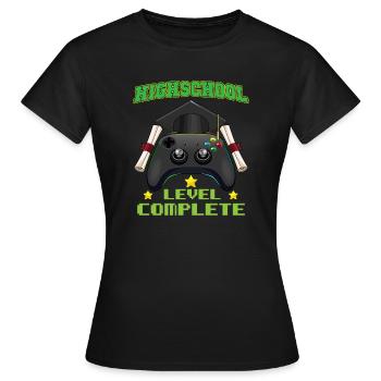 Highschool Level Complete Gaming Graduation - Women's T-Shirt - black - Front - AI Model Female 172 dark (172cm)