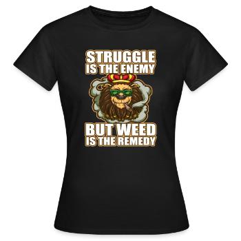 La lutte est l’ennemi, mais l’herbe est le remède - T-shirt Femme - noir - Devant - AI Model Female 172 dark (172cm)
