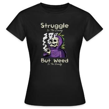 La lutte est l’ennemi, mais l’herbe est le remède - T-shirt Femme - noir - Devant - AI Model Female 172 dark (172cm)