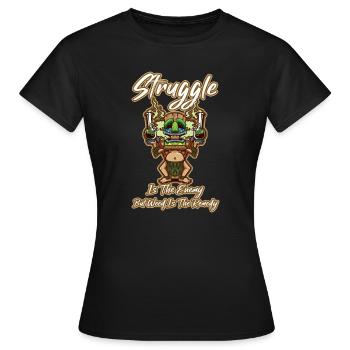 La lutte est l’ennemi, mais l’herbe est le remède - T-shirt Femme - noir - Devant - AI Model Female 172 dark (172cm)