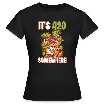 It's 420 Somewhere Cannabis Weed Smoking THC Ganja - Women's T-Shirt - black - Front - AI Model Female 172 dark (172cm)