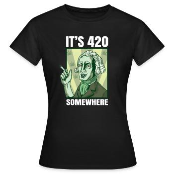 It's 420 Somewhere Cannabis Weed Smoking THC Ganja - Women's T-Shirt - black - Front - AI Model Female 172 dark (172cm)
