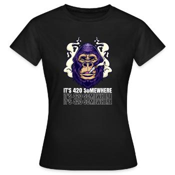 It's 420 Somewhere Cannabis Weed Smoking THC Ganja - Women's T-Shirt - black - Front - AI Model Female 172 dark (172cm)