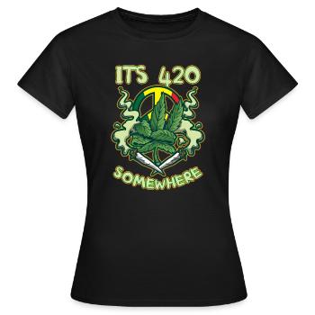 It's 420 Somewhere Cannabis Weed Smoking THC Ganja - Women's T-Shirt - black - Front - AI Model Female 172 dark (172cm)