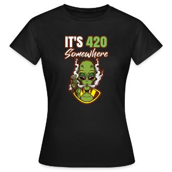 It's 420 Somewhere Cannabis Weed Smoking THC Ganja - Women's T-Shirt - black - Front - AI Model Female 172 dark (172cm)