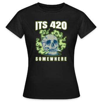 It's 420 Somewhere Cannabis Weed Smoking THC Ganja - Women's T-Shirt - black - Front - AI Model Female 172 dark (172cm)