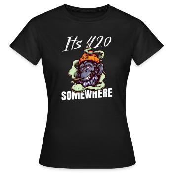 It's 420 Somewhere Cannabis Weed Smoking THC Ganja - Women's T-Shirt - black - Front - AI Model Female 172 dark (172cm)