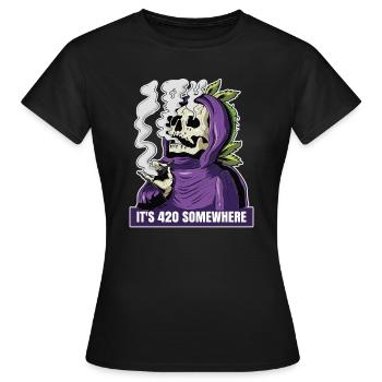 It's 420 Somewhere Cannabis Weed Smoking THC Ganja - Women's T-Shirt - black - Front - AI Model Female 172 dark (172cm)