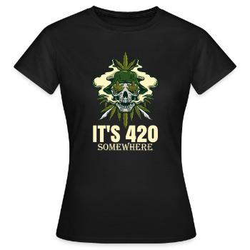 It's 420 Somewhere Cannabis Weed Smoking THC Ganja - Women's T-Shirt - black - Front - AI Model Female 172 dark (172cm)