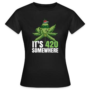 It's 420 Somewhere Cannabis Weed Smoking THC Ganja - Women's T-Shirt - black - Front - AI Model Female 172 dark (172cm)
