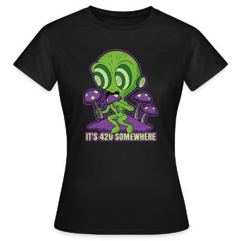 It's 420 Somewhere Cannabis Weed Smoking THC Ganja - Women's T-Shirt - black - Front - AI Model Female 172 dark (172cm)