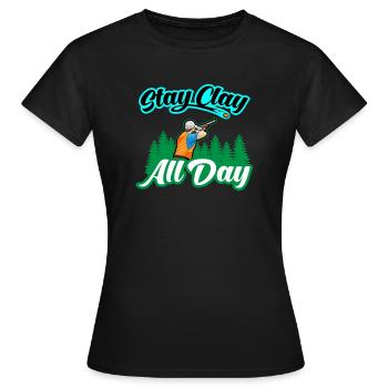 Stay Clay All Day Schießsport Tontauben - Frauen T-Shirt - Schwarz - Vorne - AI Model Female 172 dark (172cm)