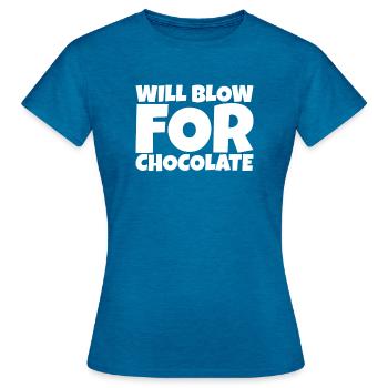 Instrument à vent Cuivres Musique Chocolat Amoureux Cadeau - T-shirt Femme - bleu saphir antique chiné - Devant - AI Model Female 172 dark (172cm)