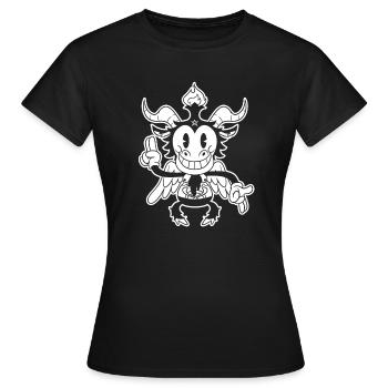 Lustige Baphomet Vintage Cartoon Stil 30er Jahre - Frauen T-Shirt - Schwarz - Vorne - AI Model Female 172 dark (172cm)