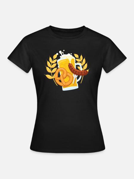 Bier Brezel Wurst - O'Zapft - Frauen T-Shirt - Schwarz