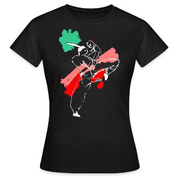 Figurine de combattant Kungfu - Style Shaolin - T-shirt Femme - noir - Devant - AI Model Female 172 dark (172cm)