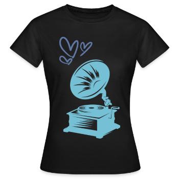 Musique Gramophone Rétro - T-shirt Femme - noir - Devant - AI Model Female 172 dark (172cm)