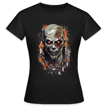 Zombie Halloween gruselig Untoter - Frauen T-Shirt - Schwarz - Vorne - AI Model Female 172 dark (172cm)