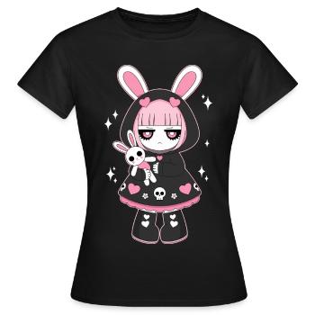 Café d'abord Miséricorde plus tard Anime Girl Cyberpunk - T-shirt Femme - noir - Devant - AI Model Female 172 dark (172cm)
