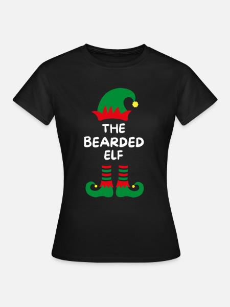 The bearded elf. Funny saying for Christmas - Women's T-Shirt - black